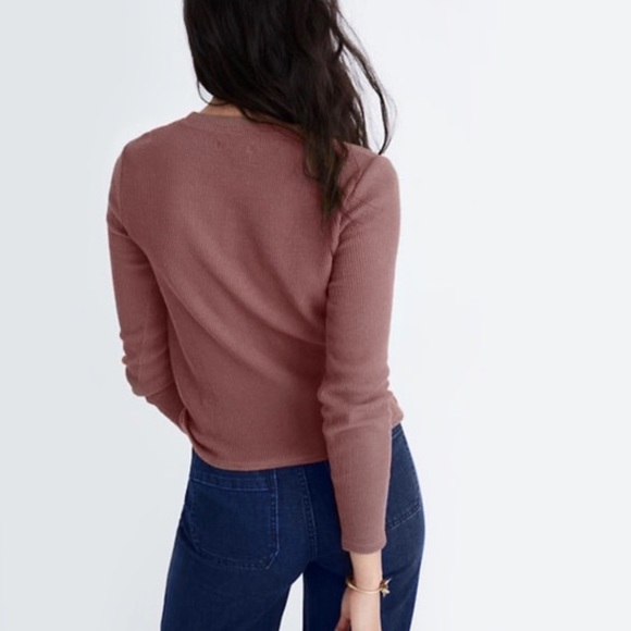Madewell Texture & Thread Jacquard Knot Front Top in Mauve - Picture 2 of 5